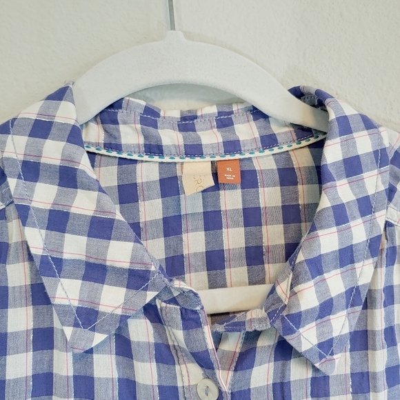 Pilcro Anthropologie Deb Relaxed Ombre Gingham Button Up Blouse Sz XL Casual - Picture 6 of 13